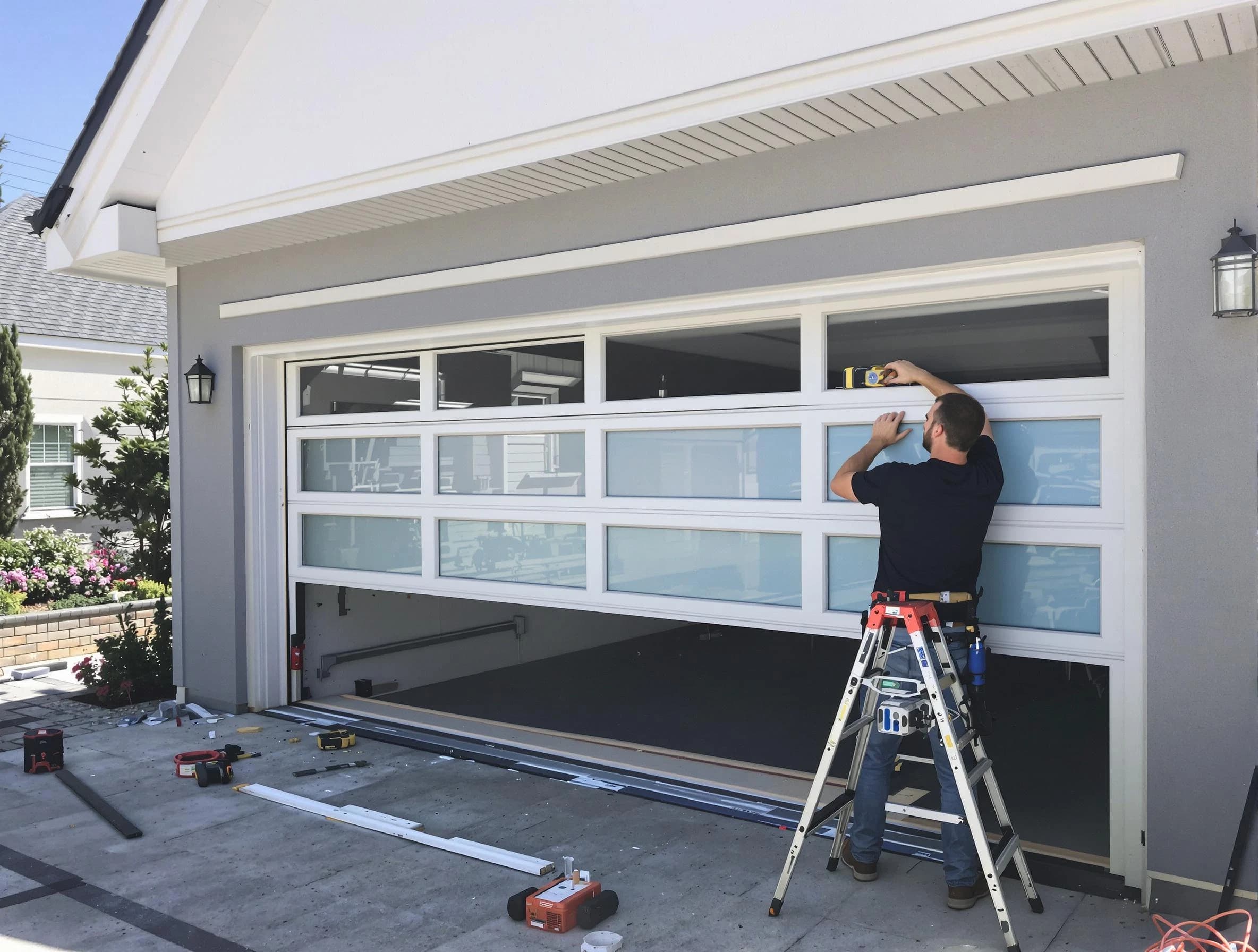 Englewood Garage Door Repair team performing garage door replacement in Englewood